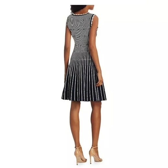 LELA ROSE Fringe Striped Crochet-Knit Midi Dress SIZE L - Picture 5 of 15